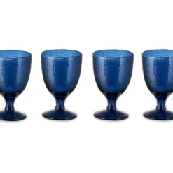 Nkuku Tableware Yala Hammered Wine Glass - Indigo (Set Of 4)