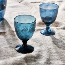 Nkuku Tableware Yala Hammered Wine Glass - Indigo (Set Of 4)