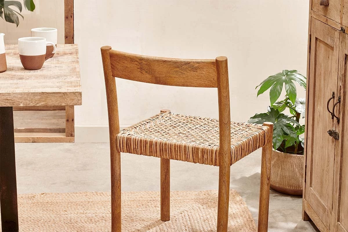 Nkuku New Arrivals Yana Mango Wood & Wicker Woven Chair 5 Nkuku New Arrivals Yana Mango Wood & Wicker Woven Chair