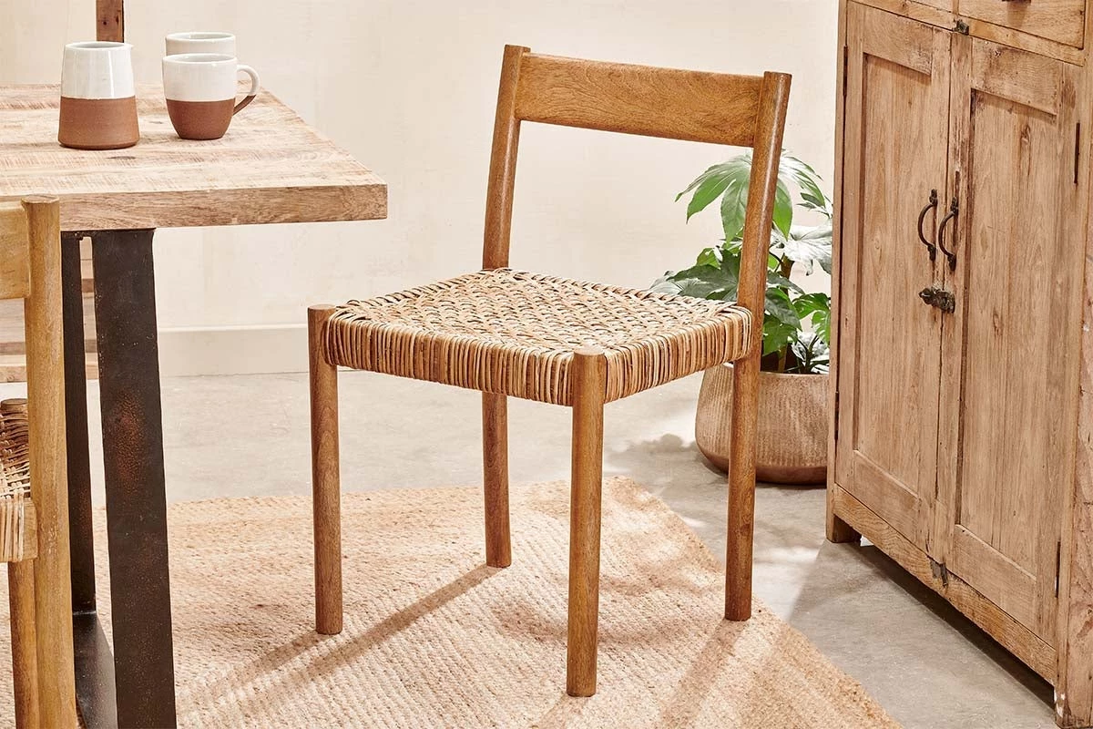 Nkuku New Arrivals Yana Mango Wood & Wicker Woven Chair 4 Nkuku New Arrivals Yana Mango Wood & Wicker Woven Chair
