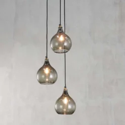 Nkuku Ziva Glass Cluster Pendant - Green Smoke Hallway & Bootroom